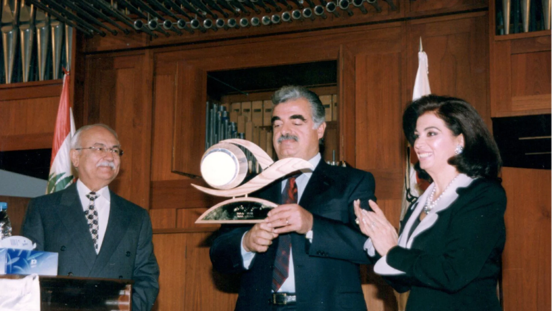 Prime Minister Rafik Hariri and Mrs. Nazik Rafik Hariri representing unified national leadership